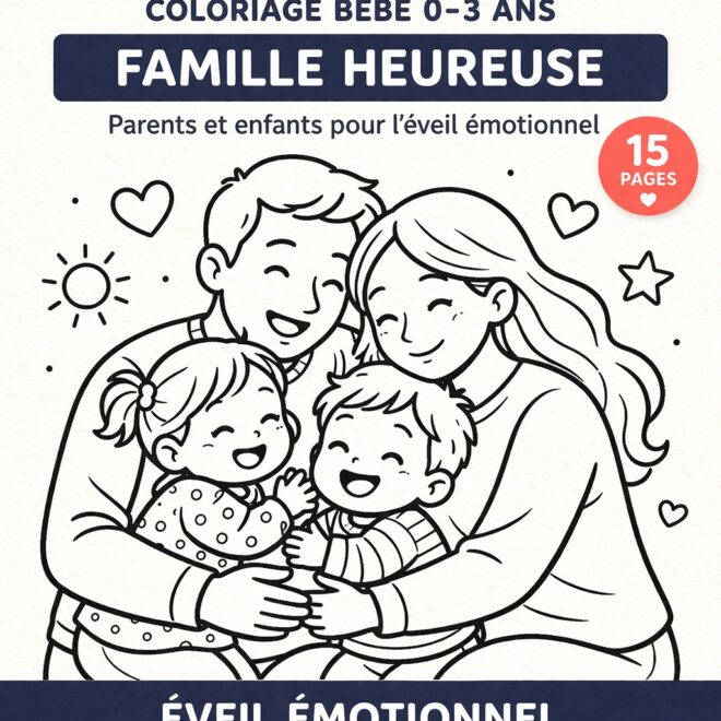 Coloriage de Famille Heureuse